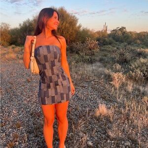 Denim patchwork dress xxs